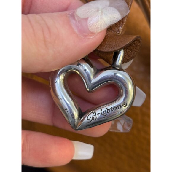 Brighton Brown Leather Hobo Bag With Heart Charm Accent - Picture 5 of 10